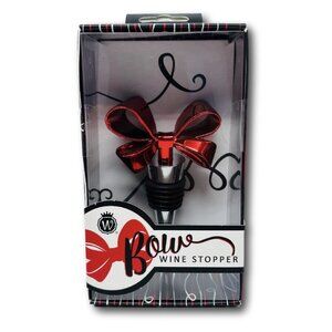 Red Christmas Bow Bottle Stopper Wine Wild Eye Design Stocking Stuffer
